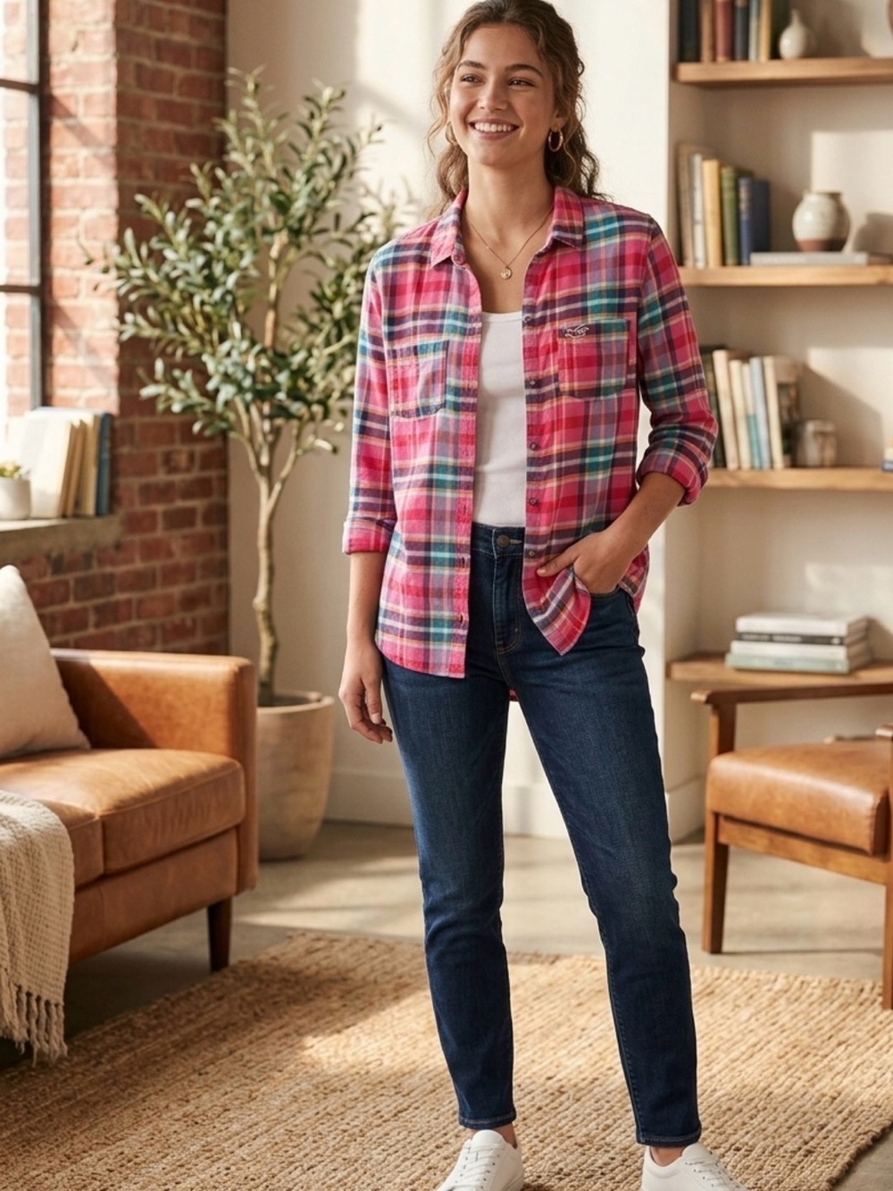 Hollister Pink Plaid Button-Down Shirt